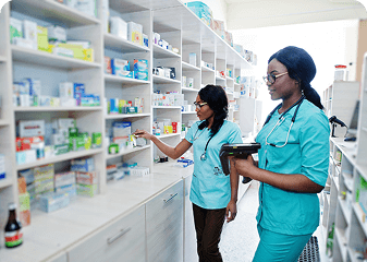 Hospital staff managing medicine inventory using handheld rfid Reader